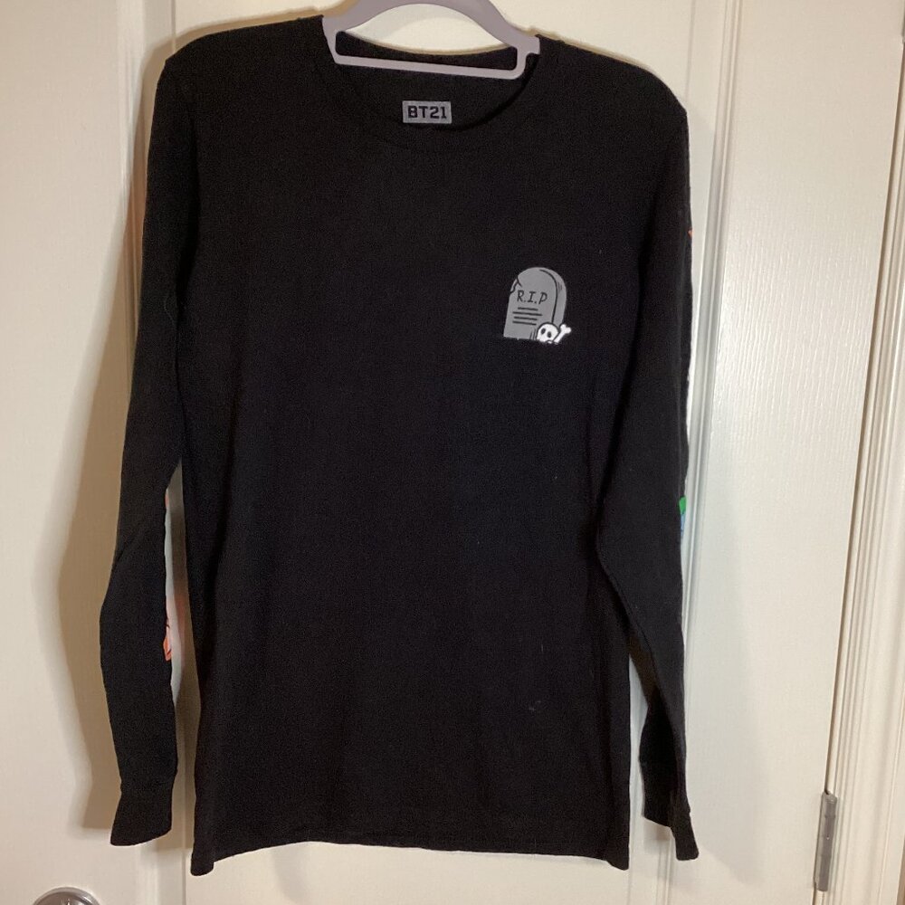 BT21 Halloween Long Sleeve Graphic Cotton T-Shirt Size M Scary Goth Witchy